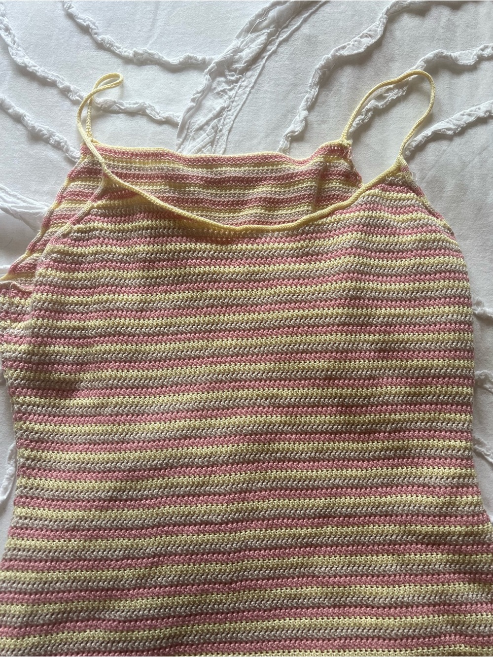 Striped Pink and Yellow Knit Cami Top
